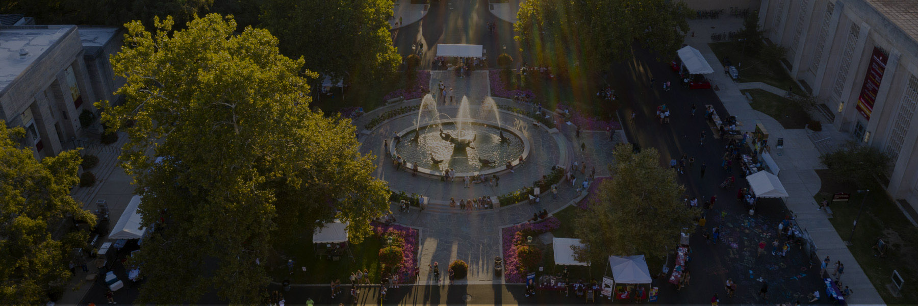 Arial view of showalter fountain